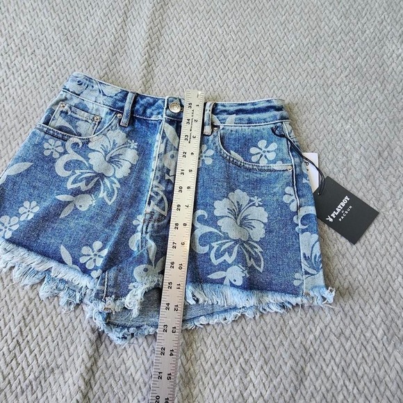 Playboy Shorts Women's 26 PacSun Floral Denim Jean Cutoff (NWT) - Picture 5 of 6